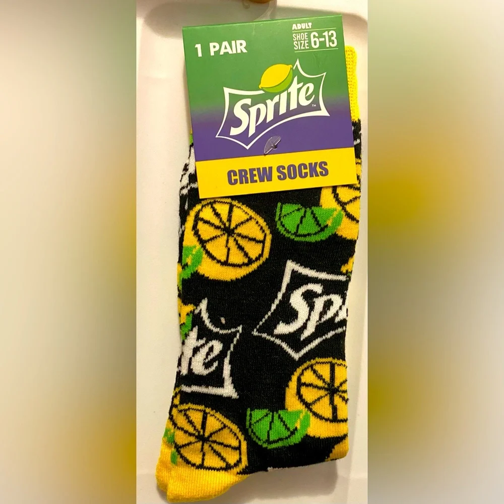 🔴Fun Novelty Socks Featuring Sprite Soda Brand